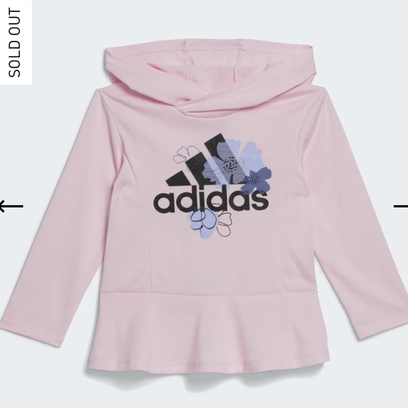 Adidas pink peplum long sleeve hooded top- Girls kids 12 Months size 12M - Picture 3 of 4
